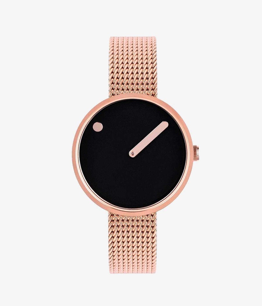 Relojes Escandinavos Pepe Alba Joyero | Esfera Negra / Malla Oro Rosa Mate 30 Mm