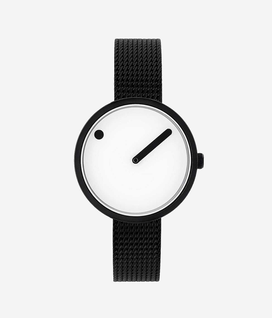 Relojes Escandinavos Pepe Alba Joyero | Esfera Blanca / Correa De Malla Negra 30 Mm