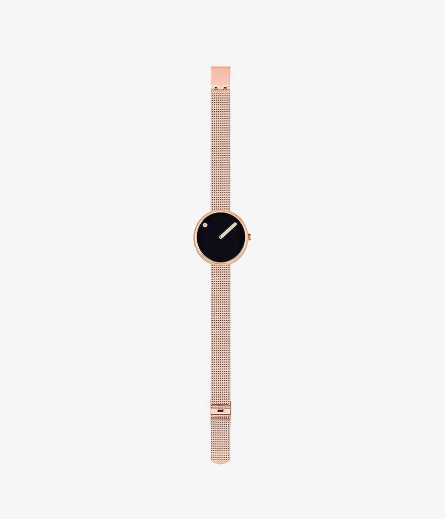 Relojes Escandinavos Pepe Alba Joyero | Esfera Negra / Malla Oro Rosa Mate 30 Mm